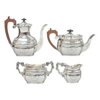 Antique Bailey Banks & Biddle English Edwardian Silver Plated Tea Set - 4 pcs For Sale
