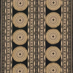 Schumacher X Mary Mcdonald Bora Bora Print Embellished Fabric in Lava Black