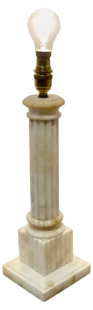 White Marble Corinthian Column Table Lamp, 1900s