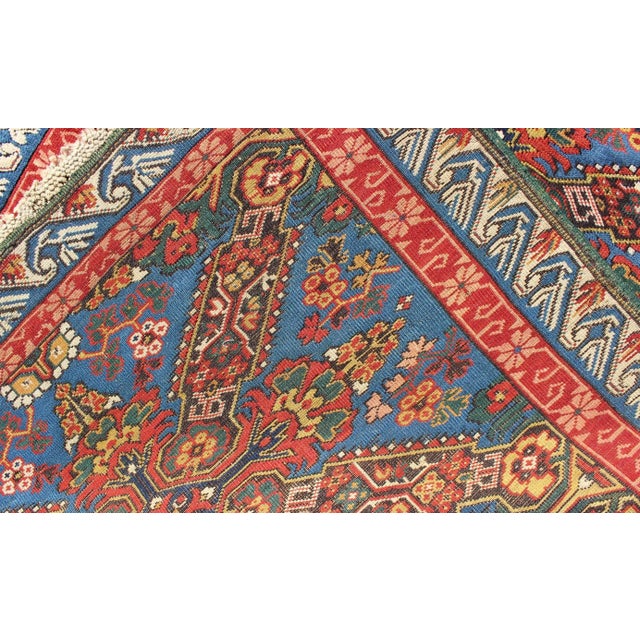 Blue Rare Antique Seychour Caucasian Runner in Beautiful Multi Colors 3'5" X 9'2" For Sale - Image 8 of 8