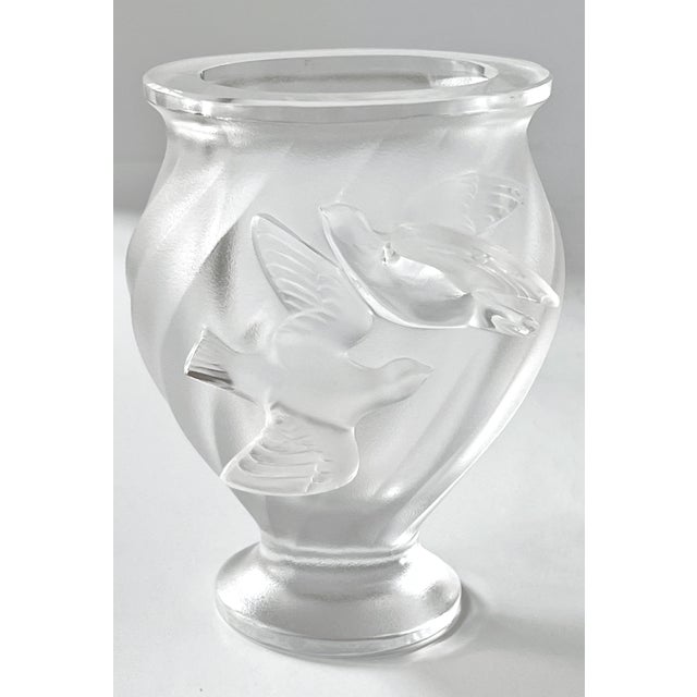 Antique Mid 20th Century Lalique Rosine Crystal Vase by Marie Lalique Signed C1950 For Sale - Image 9 of 14
