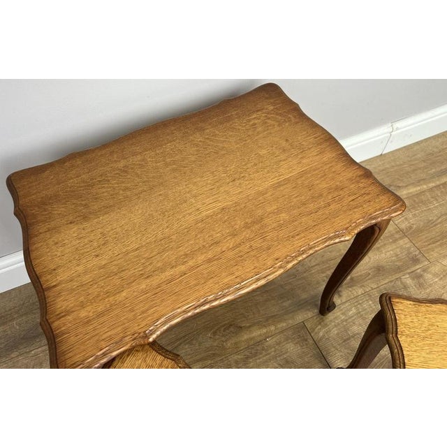 Vintage French Louis Oak Nesting Tables, Set of 3 For Sale - Image 10 of 13
