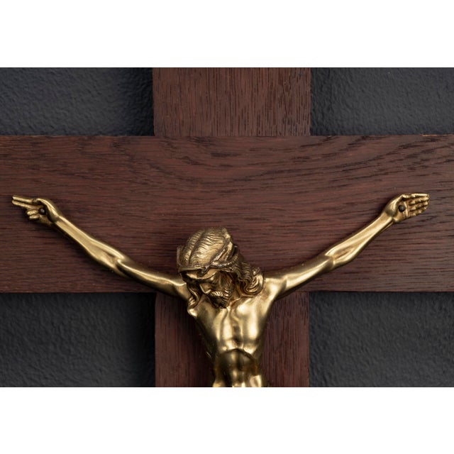 Brutalist Wooden Cross with Christ Figure, 1950s For Sale - Image 6 of 17