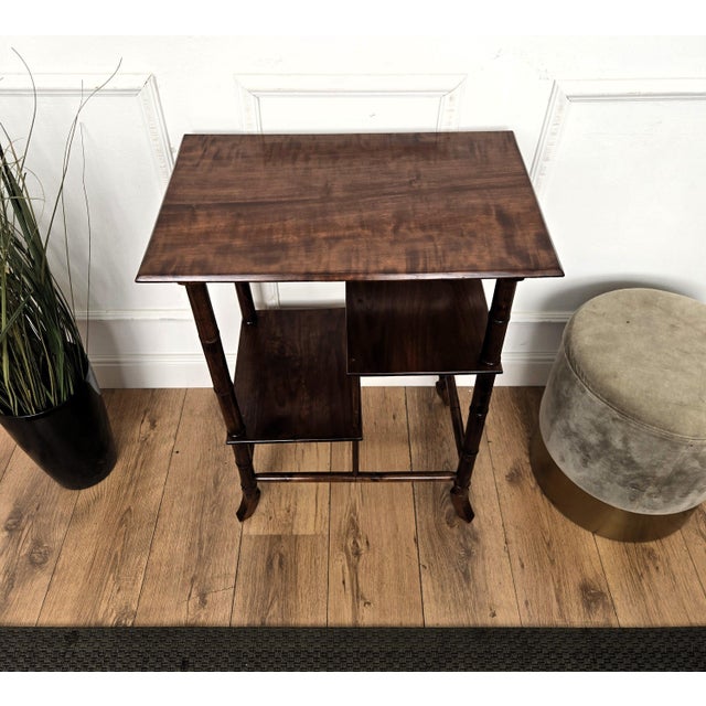 Black Mid-Century Italian Faux Bamboo Wooden Dry Bar Cabinet Table, 1960s For Sale - Image 8 of 9