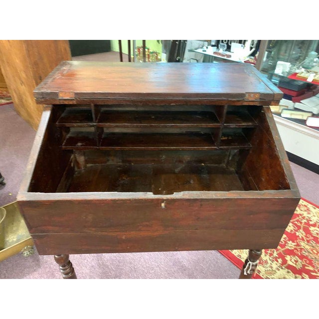 Antique Early American Primitive Style Slant Front Desk For Sale - Image 9 of 11