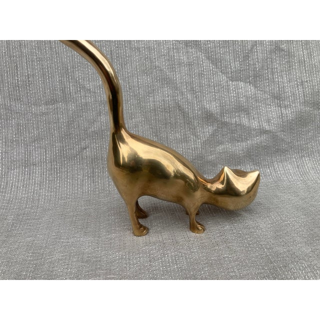 Metal Brass Mid Century Cat Figure For Sale - Image 7 of 13