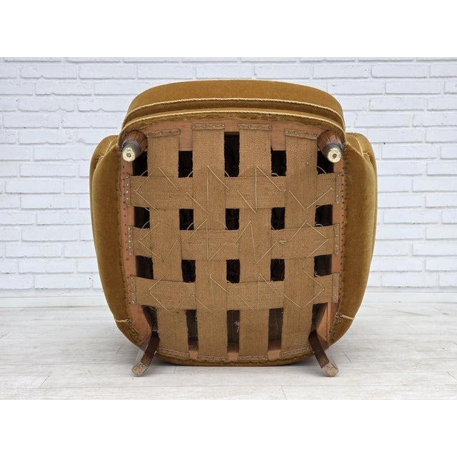 Danish Relax Chair in Honey Yellow Furniture Velour, 1960s For Sale - Image 16 of 18