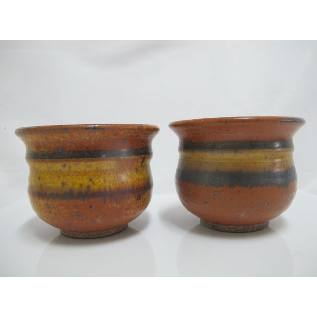 Mid 20th Century Wally Schwab Pacific Nw Stoneware Studio Pottery Small Pot or Punch Cup Set of 6 For Sale - Image 5 of 14
