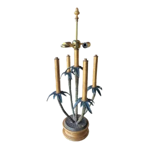Vintage Tyndale 2 Light Cast Iron Palm Tree Table Lamp