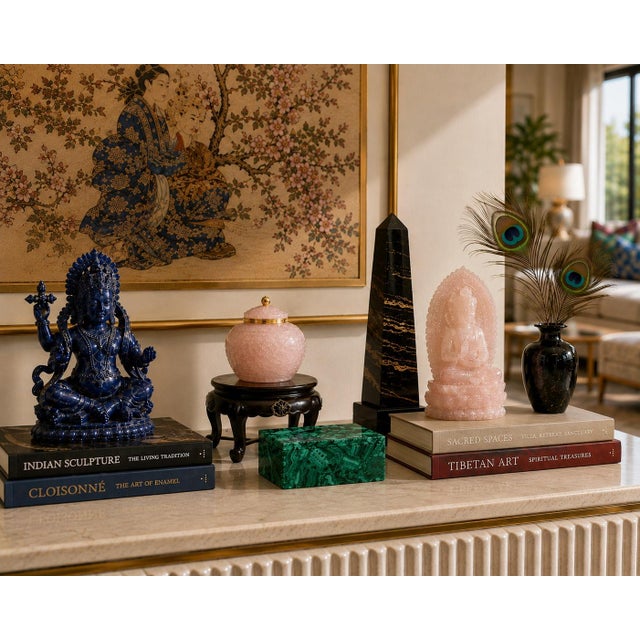 A striking decorative box, finely crafted in Italy from the finest grade of genuine natural malachite. Expertly polished...