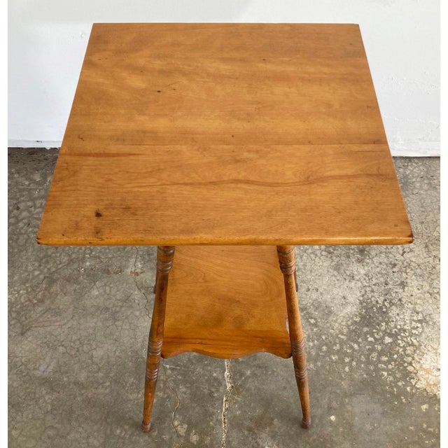 Wood Antique Turned Wood Two Tier Table or Plant Stand For Sale - Image 7 of 9