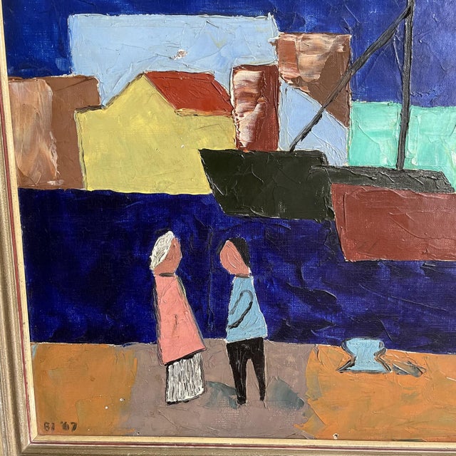 View of the Port, 1967, Oil on Canvas, Framed For Sale - Image 6 of 9
