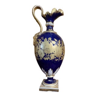 Antique 19th Century Derby Bloor Porcelain Ewer With Hand-Painted Floral Details For Sale