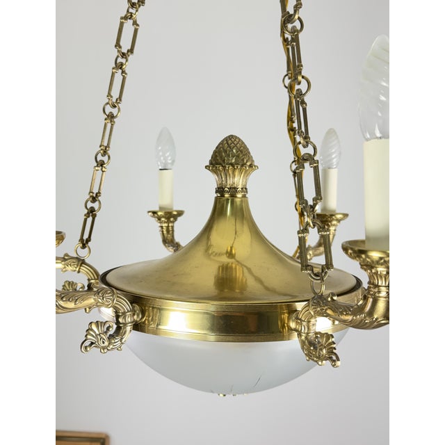 Italian 8-Light Chandelier in Brass and Glass, 1960s For Sale - Image 4 of 12