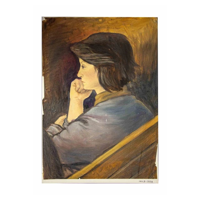 Leo Guida, Portrait, Original Mixed Media, 1970 For Sale