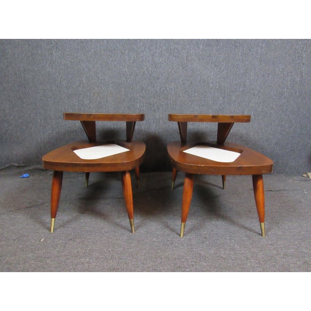 Mid 20th Century Vintage Formica & Walnut Step Tables - 2 Pieces For Sale In New York - Image 6 of 12