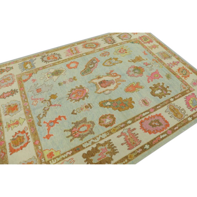 Modern Turkish Oushak Rug 6'1" x 8'4" For Sale - Image 4 of 6