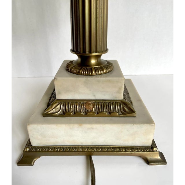 Brass 1950s Hollywood Regency Crystal Brass and Marble Statement Lamp For Sale - Image 8 of 12
