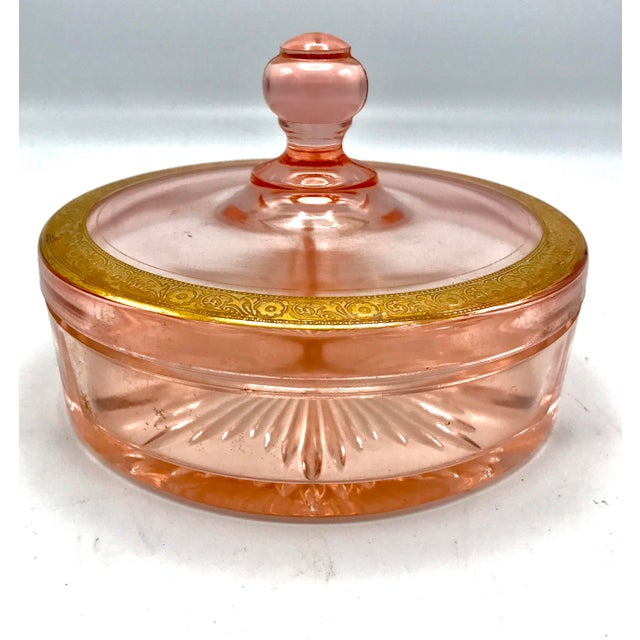 Pink Etched W/ Gold Depression Glass Divided Candy Dish Chairish