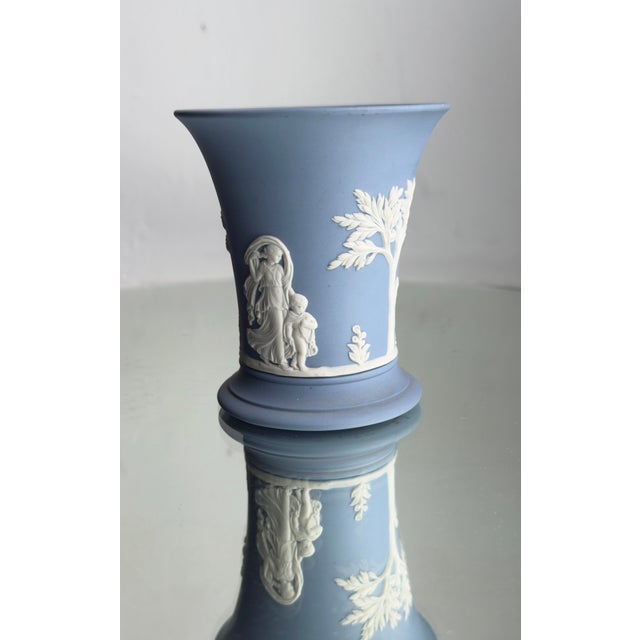 Mid 20th Century Wedgwood Pale Blue Jasperware Posey Pot Vase For Sale - Image 5 of 11