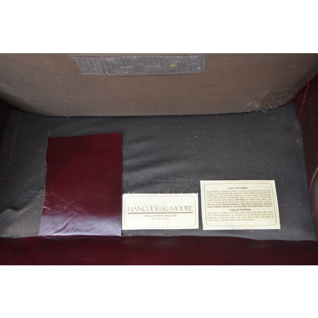 Hancock & Moore Burgundy / Wine Leather Club Arm Chair & Ottoman With Nailhead Trim For Sale - Image 13 of 14
