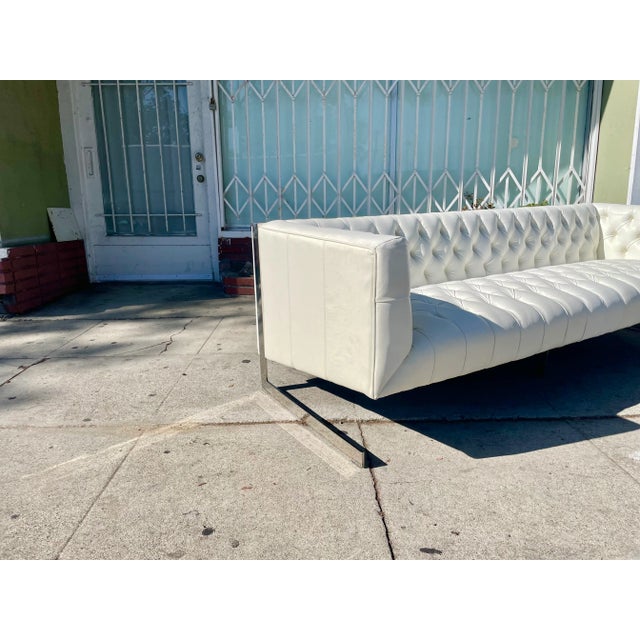 1970s Vintage Leather & Chrome Cantilever Sofa Attributed to Milo Baughman For Sale - Image 10 of 12