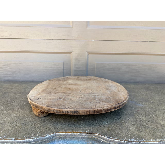 Brown 19th Century Hand-Carved Round Wooden Cutting Board For Sale - Image 8 of 12