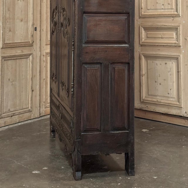 18th Century Country French Normandy Carved Oak Armoire For Sale - Image 15 of 18