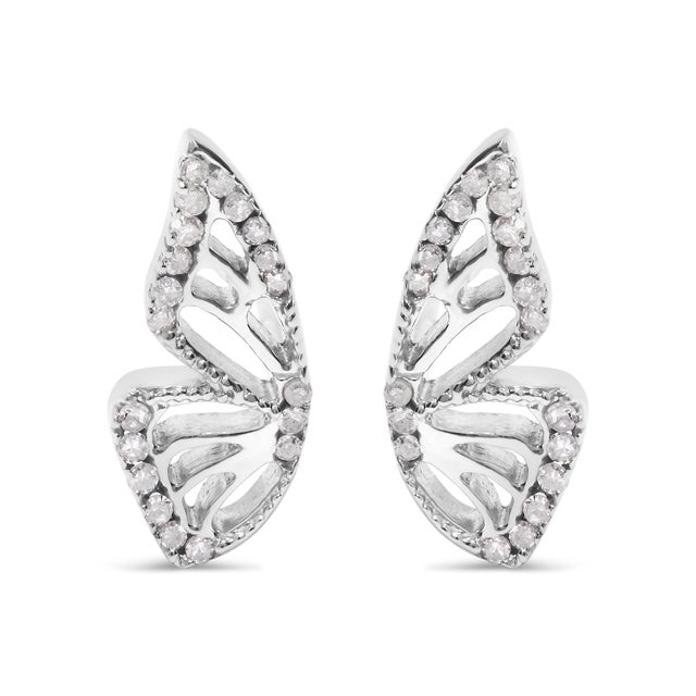 Crafted from lustrous .925 sterling silver, these enchanting butterfly earrings embody the grace and delicacy of their...