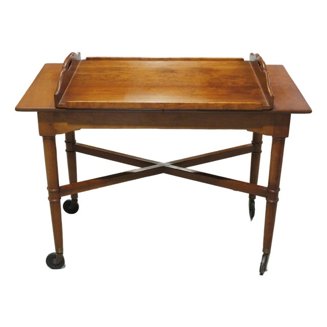 Leopold Stickley Colonial Style Serving Cart W/Tray - Cherry For Sale