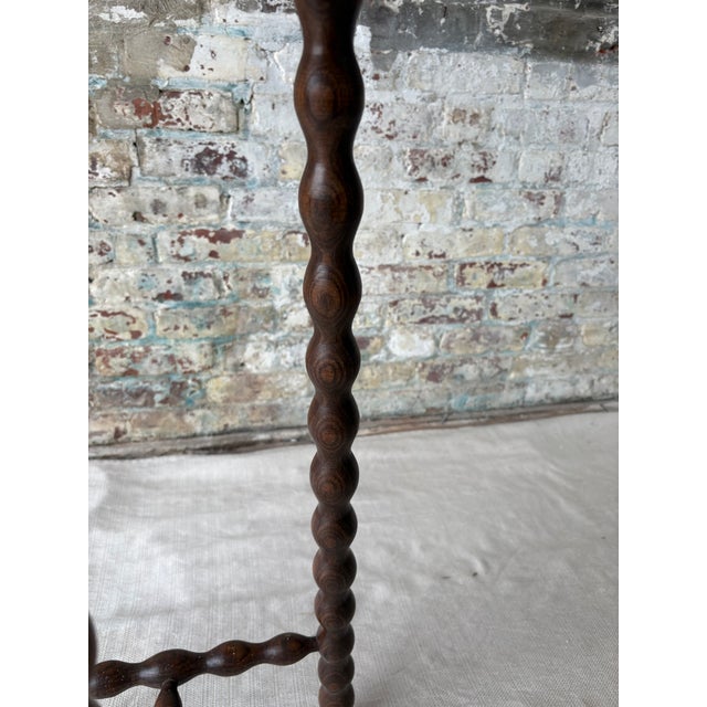 Brown Vintage Demi-Lune Barley Twist Stool / Accent Table For Sale - Image 8 of 9