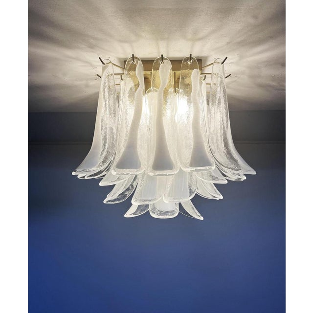 1990s Murano Glass Leaf Ceiling Chandeliers, Set of 2 For Sale - Image 5 of 13