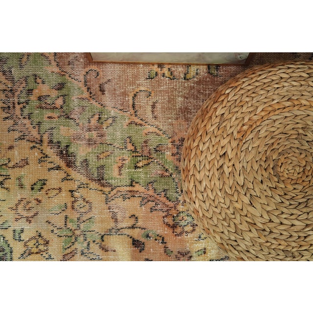 1970s 1970s Vintage Turkish Handmade Wool Cotton Brown Area Rug For Sale - Image 5 of 13