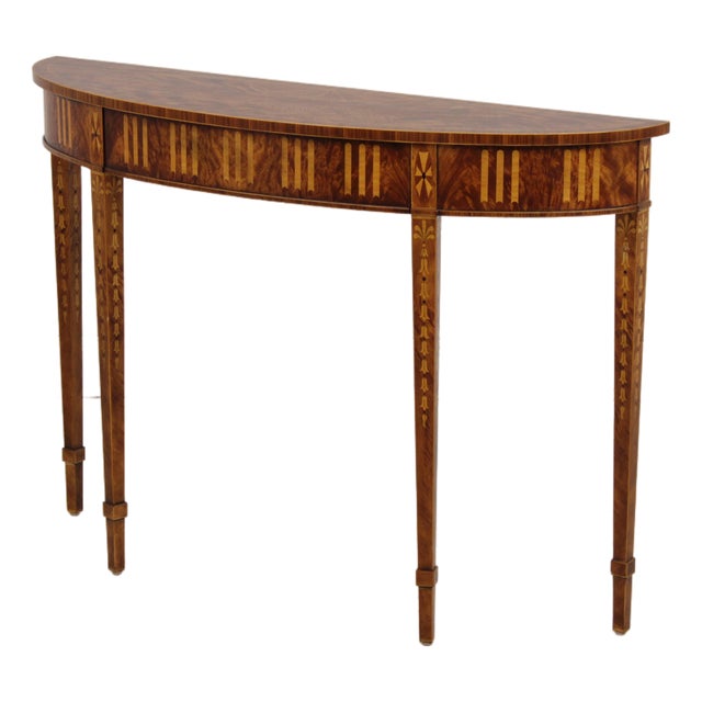 Theodore Alexander Inlaid Demilune Table For Sale