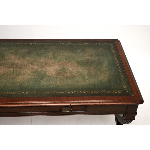 Brown Regency Leather Top Coffee Table, 1930 For Sale - Image 8 of 12