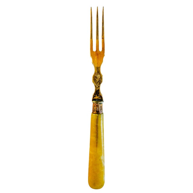 19th Century Antique 19th Century French Vermeil Fruit Service Set With Faux Amber Handles - 24-PCS Set For Sale - Image 5 of 11