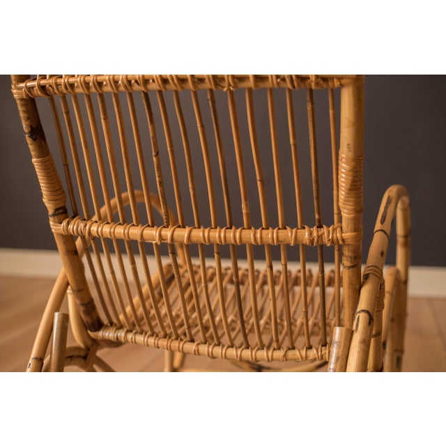 Vintage Sculptural Franco Albini Style High Back Bamboo Rocking Chair For Sale - Image 13 of 18