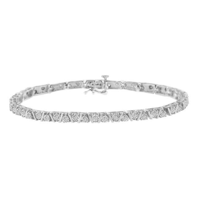 .925 Sterling Silver 1.0 cttw Miracle-Set Diamond Tennis Bracelet (I-J Color, I3 Clarity) - 7.25" For Sale