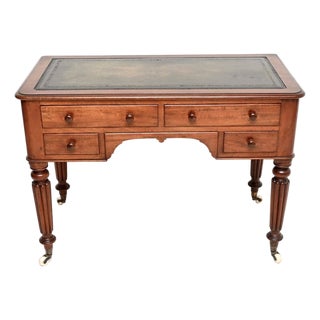 Antique Victorian Leather Top Writing Table, 1840 For Sale