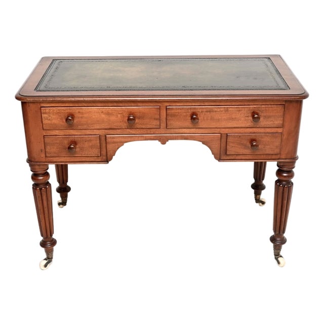 Antique Victorian Leather Top Writing Table, 1840 For Sale