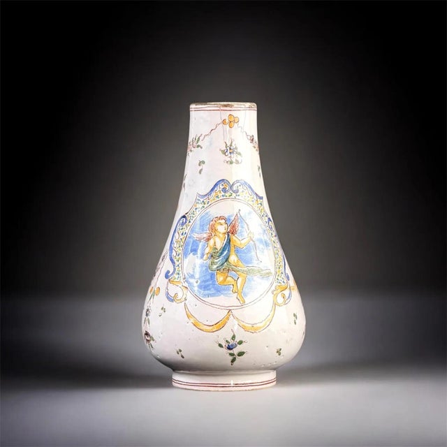 French Faience Vase with Cherub, 1700s For Sale - Image 10 of 10