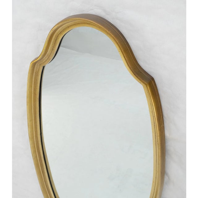 Mid-Century Modern Mid Century Shield Shape Large Oval Gold Gilt Leaf Wall Mirror For Sale - Image 3 of 8