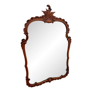 Antique French Mirror Hand Carved Acacia Wall Hanging Original Glass For Sale