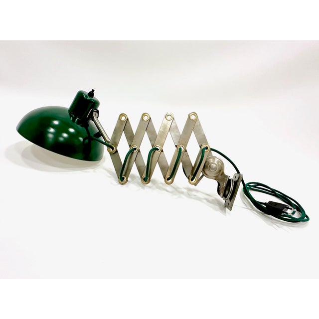 Mid-Century Modern Industrial Dark Green Scissor Wall Lamp, 1950s For Sale - Image 3 of 18