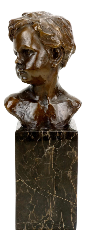 A. Moreau, Art Nouveau Sculpture Bust of a Boy, Bronze