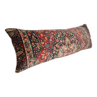 Authentic Antique Tribal Lumbar Pillow – Multicolor Textile Cushion -16'' X 46'' For Sale