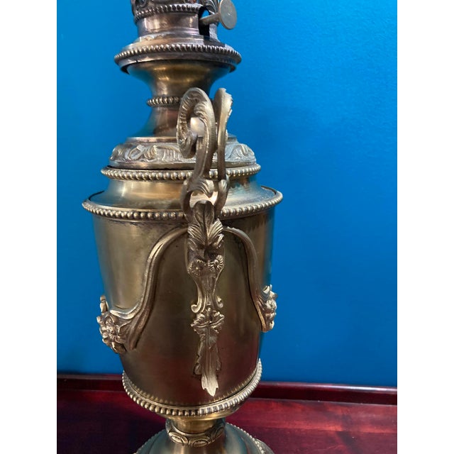 Antique Exquisite Ornate Victorian Bronze Oil Lamp 1900's For Sale - Image 16 of 18