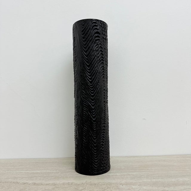 Op-Art Bisque Black Porcelain Studio-Line Relief Vase by Martin Freyer for Rosenthal, 1970s For Sale - Image 15 of 18