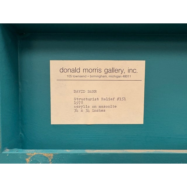 David Barr - Structuralist Relief No. 151, 1978 Signed Postmodern Wall Sculpture For Sale - Image 9 of 9