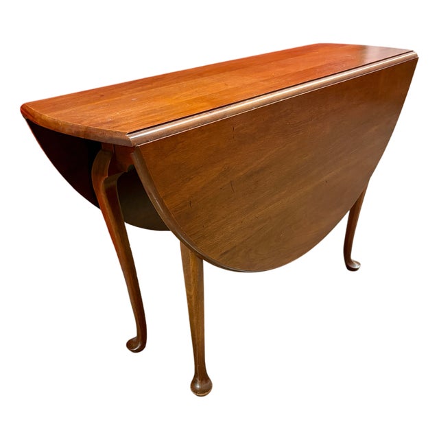 Vintage Queen Anne-Style Mahogany Drop-Leaf Console & Dining Table, C. 1940 For Sale